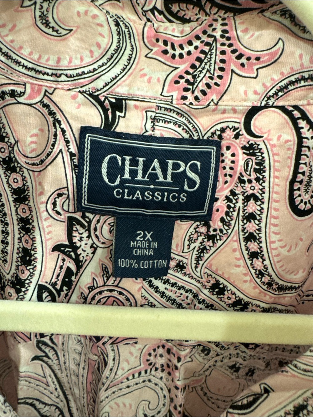 Chaps Classics Pink Black Paisley Button Up Shirt Women's Plus 2X 100% Cotton - Picture 2 of 3